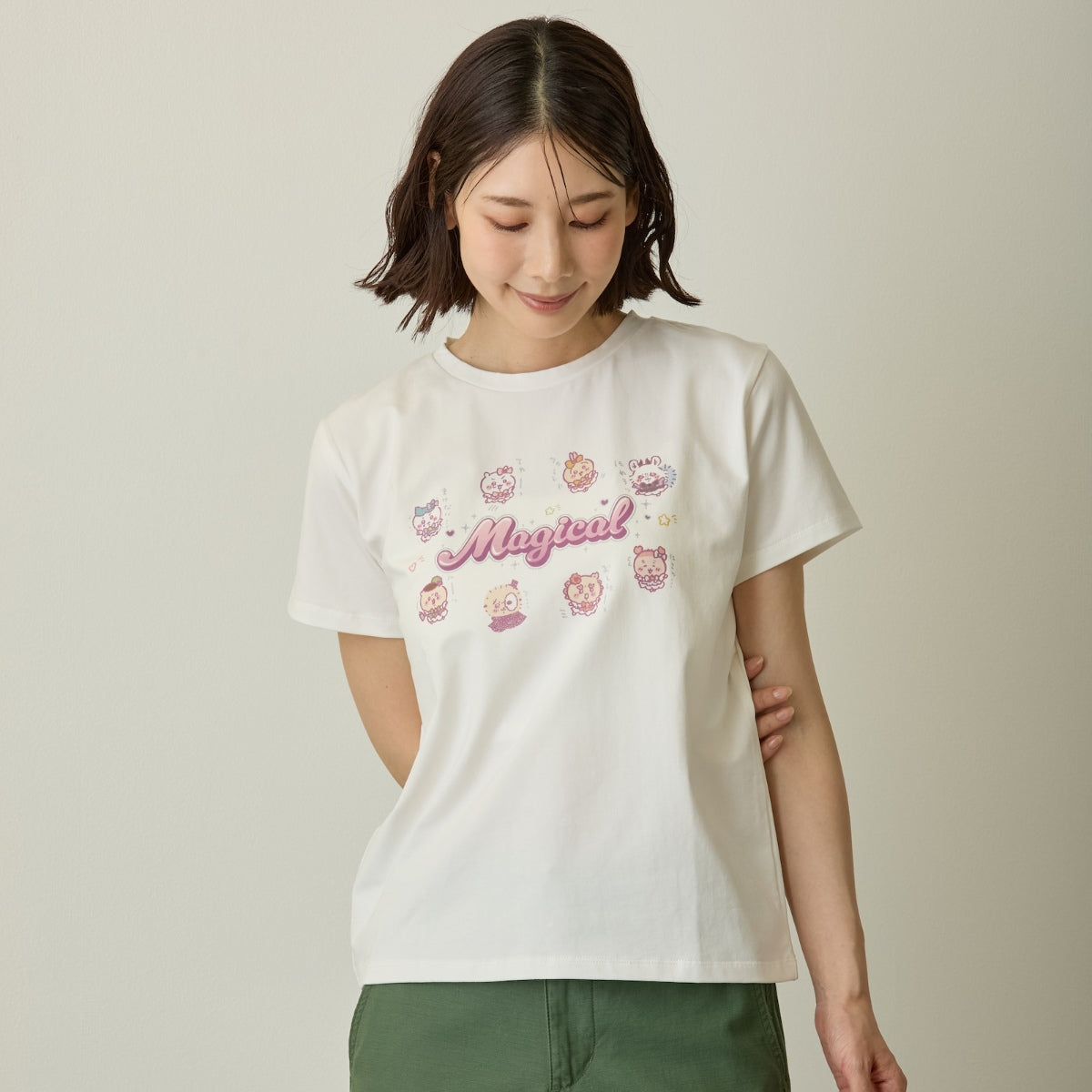 ちいかわ まじかるちいかわ Tシャツ みんな（キラキラプリント）ホワイト