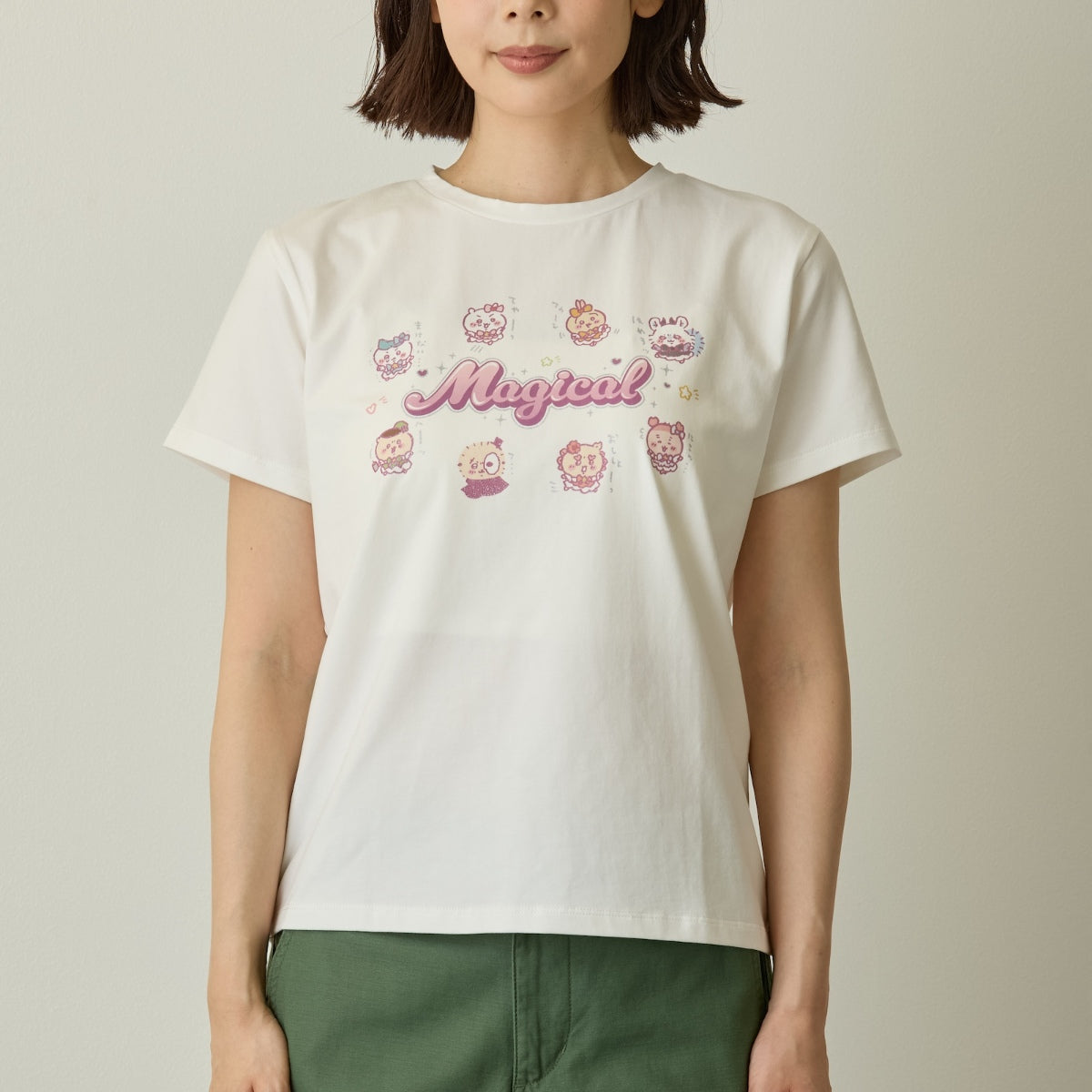ちいかわ まじかるちいかわ Tシャツ みんな（キラキラプリント）ホワイト