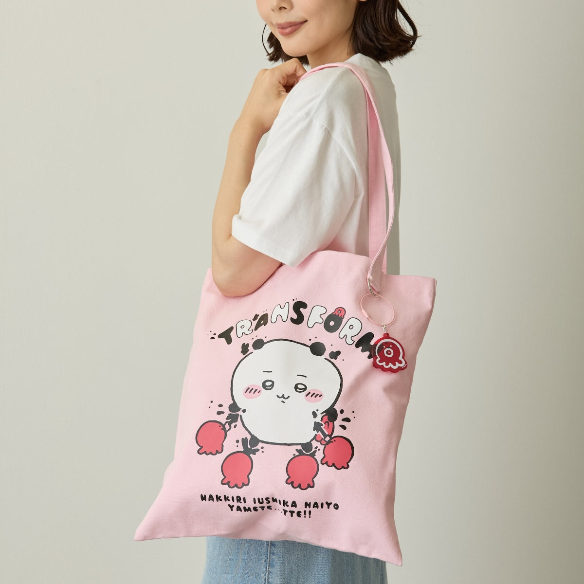 Chiikawa Tote Bag w/Acrylic Keychain TRANSFORM (Pink)