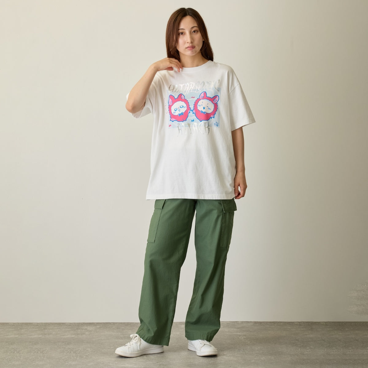 ちいかわ 箔プリントTシャツ ULTRASONIC ATTACK ホワイト