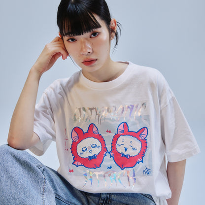 ちいかわ 箔プリントTシャツ ULTRASONIC ATTACK ホワイト