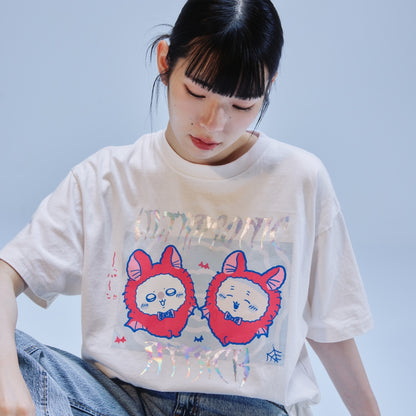 ちいかわ 箔プリントTシャツ ULTRASONIC ATTACK ホワイト