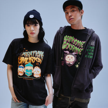 ちいかわ 発泡プリントTシャツ BAPHOMET GOURMET ブラック