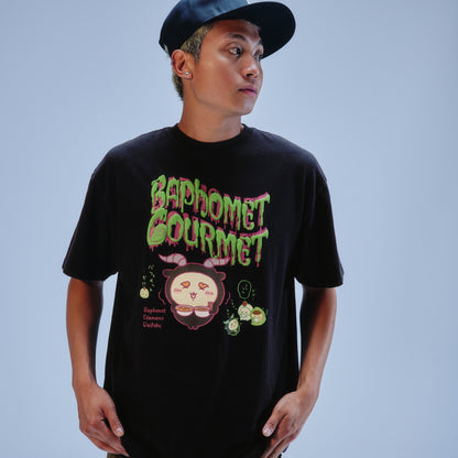 ちいかわ 発泡プリントTシャツ BAPHOMET GOURMET ブラック