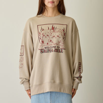 ちいかわ スウェットシャツ WELCOME TO SAUNA HELL ベージュ