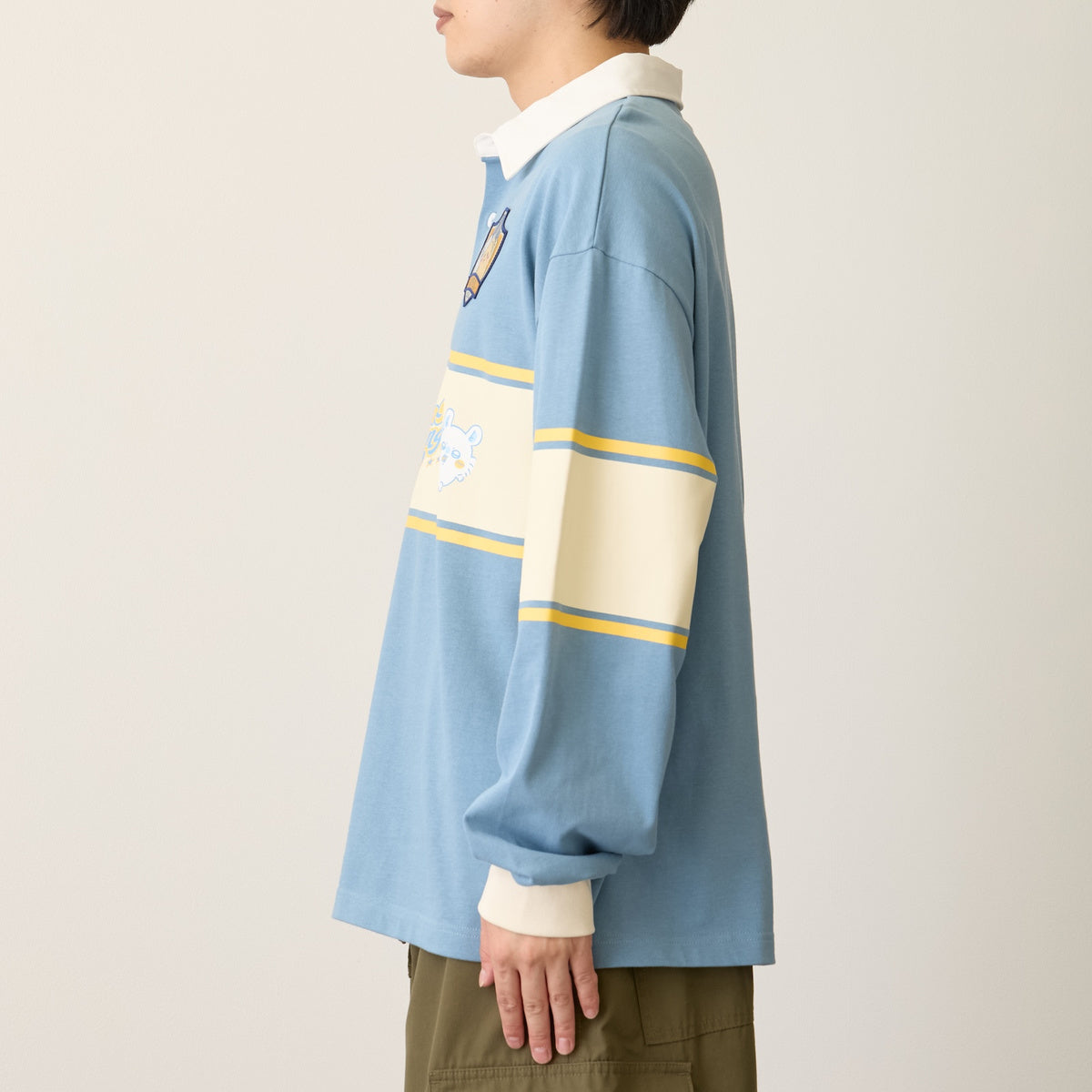 ちいかわ ラガーシャツ うさぎ＆モモンガ サックスブルー