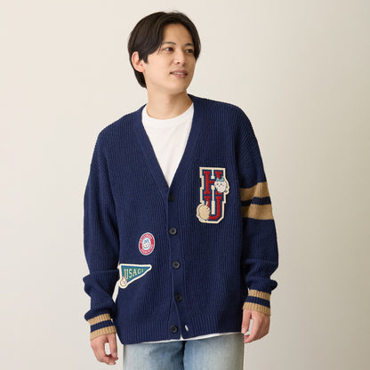 Chiikawa Knit Cardigan College (Hachiware & Usagi) Navy