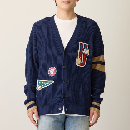 Chiikawa Knit Cardigan College (Hachiware & Usagi) Navy