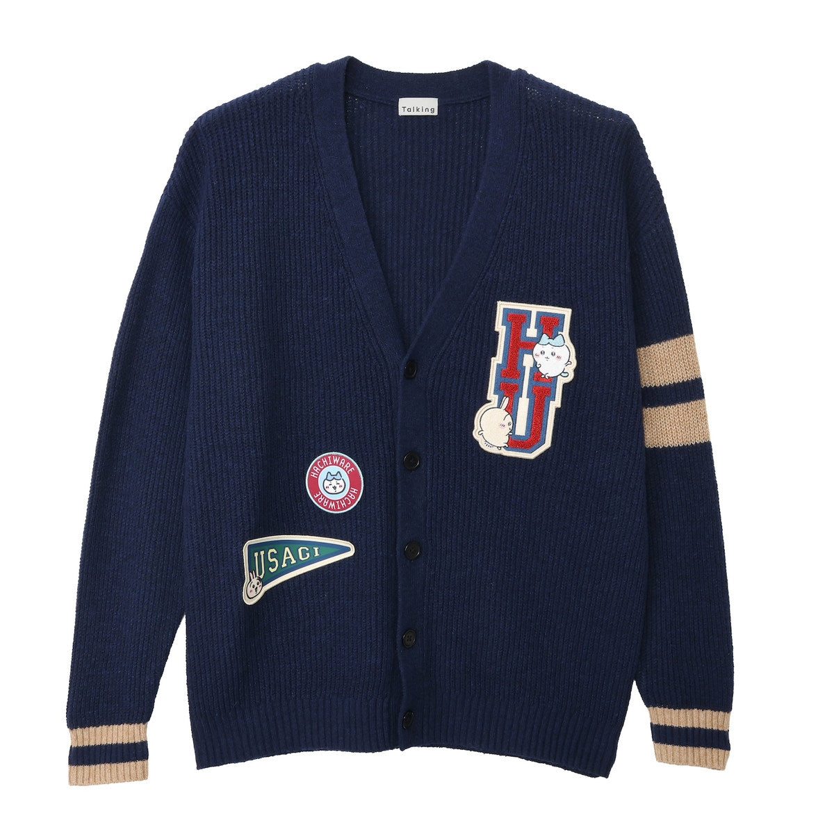 Chiikawa Knit Cardigan College (Hachiware & Usagi) Navy