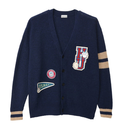 Chiikawa Knit Cardigan College (Hachiware & Usagi) Navy