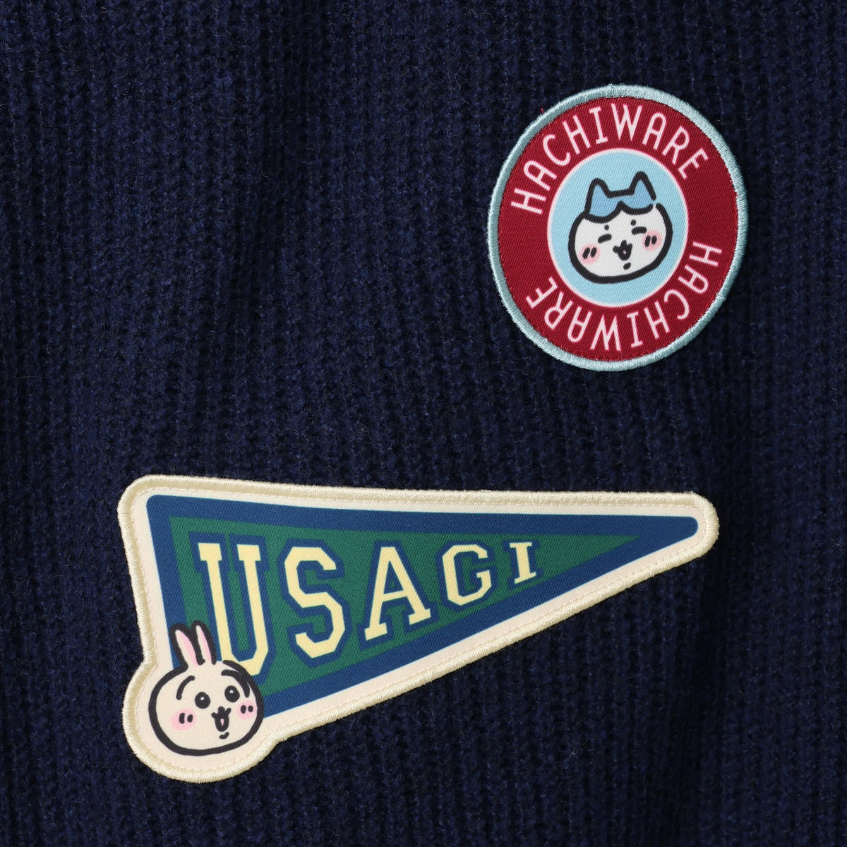 Chiikawa Knit Cardigan College (Hachiware & Usagi) Navy