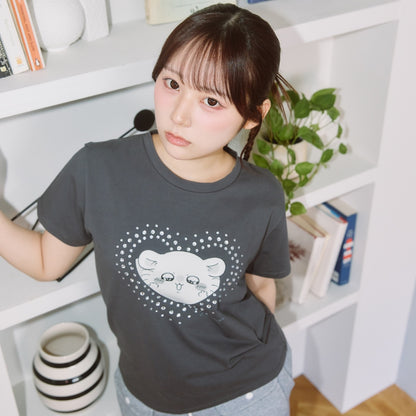 ちいかわ ラインストーンTシャツ DECO（モモンガ）スミクロ
