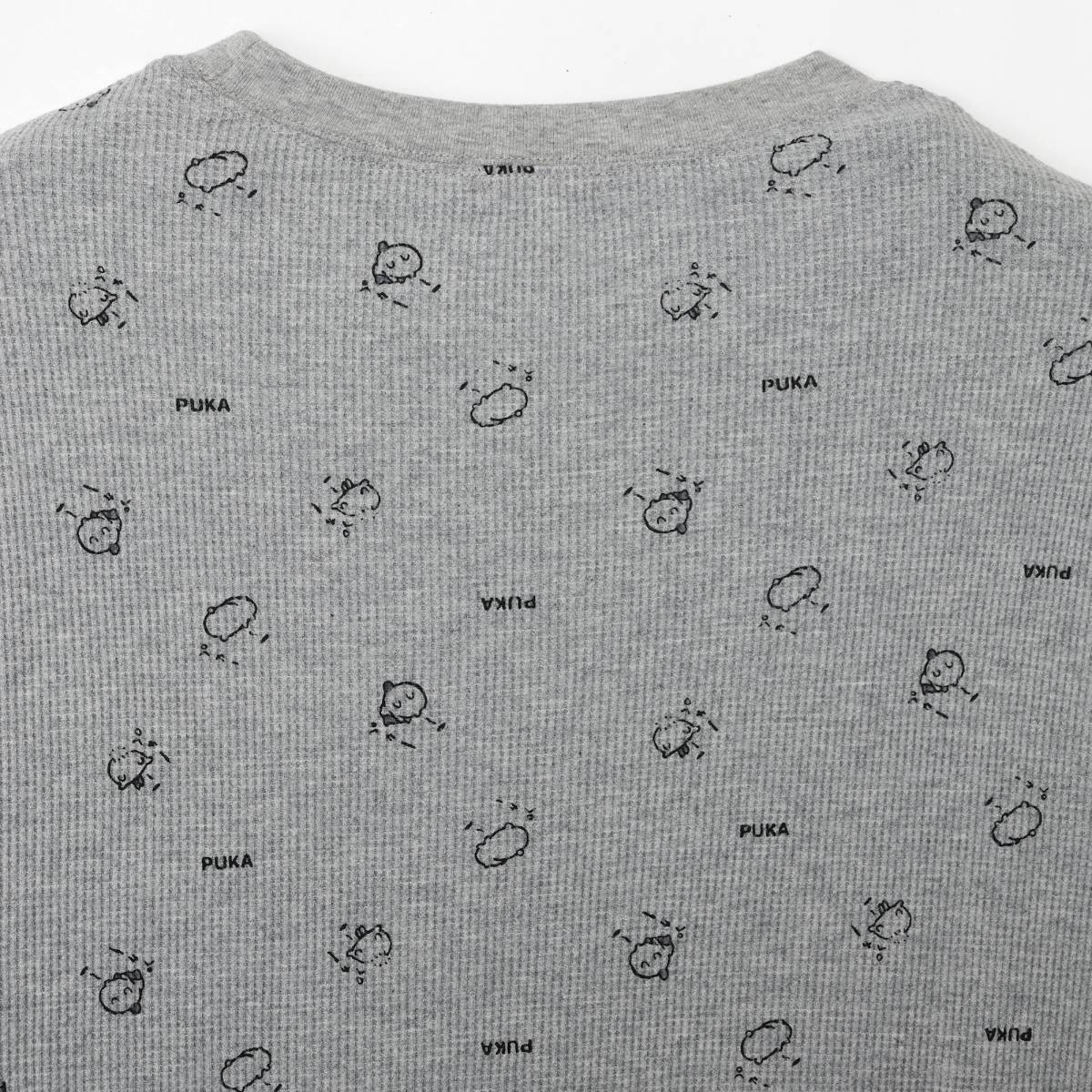 ちいかわ ワッフル長袖Tシャツ プカー グレー