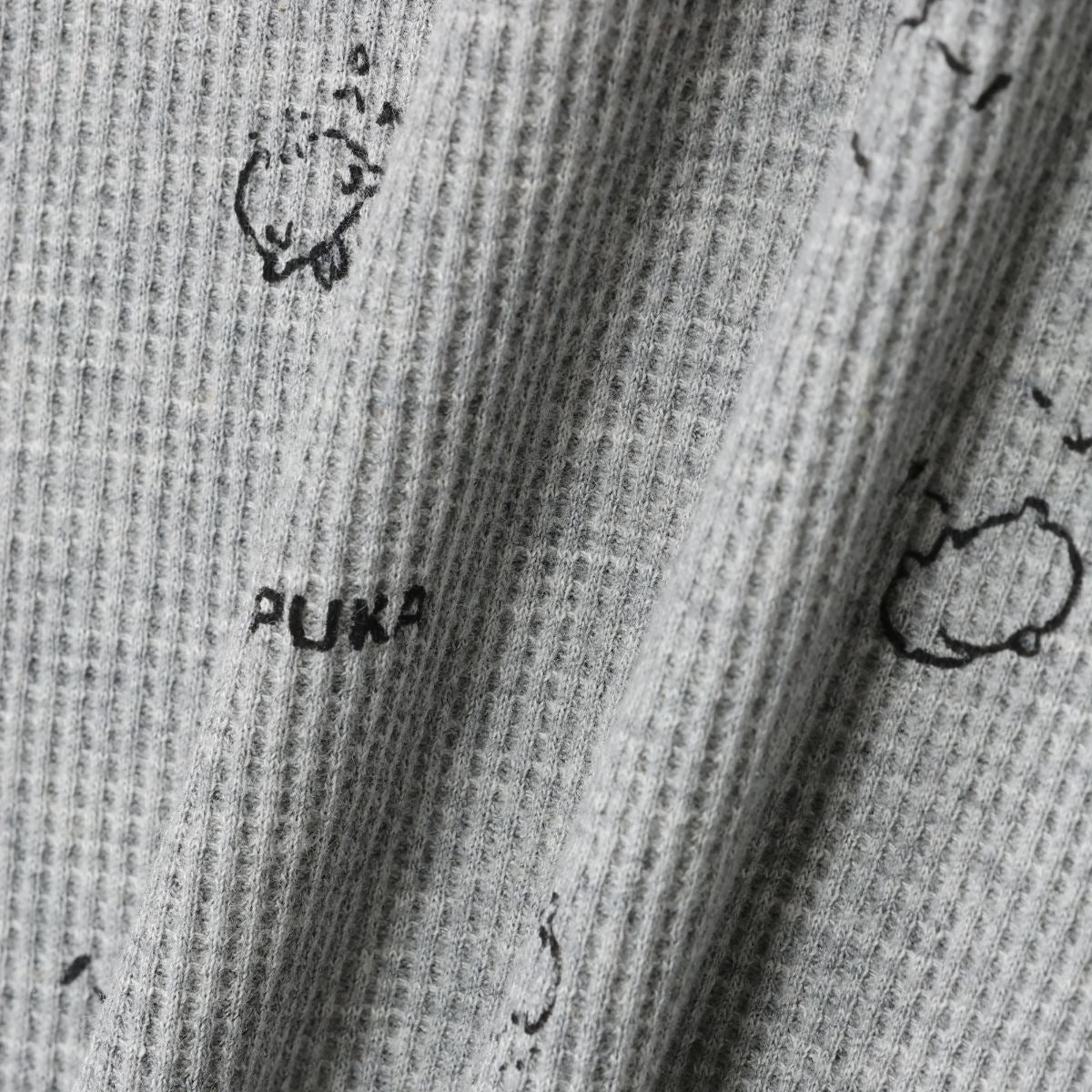 ちいかわ ワッフル長袖Tシャツ プカー グレー
