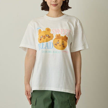 ちいかわ ちいかわベーカリー Tシャツ パンなモモンガと古本屋 ホワイト