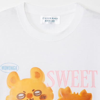 ちいかわ ちいかわベーカリー Tシャツ パンなモモンガと古本屋 ホワイト