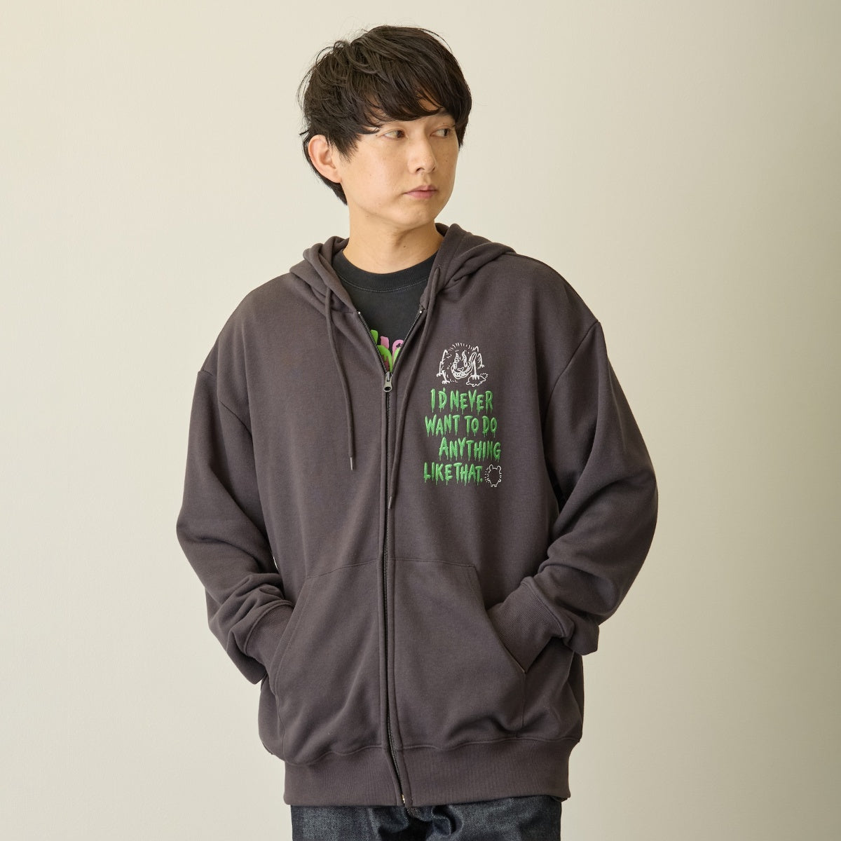 ちいかわ ジップパーカー ホラーシリーズ（あのこ・でかつよ）スミクロ