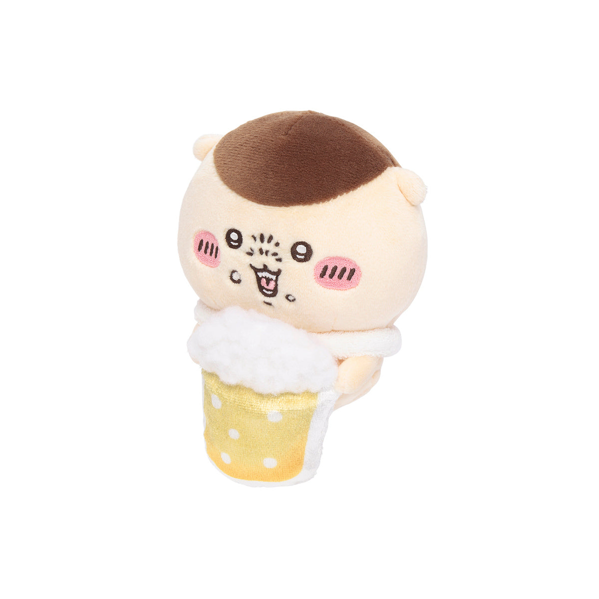 ちいかわ デスクトップから見守るひっかけぬいぐるみ（ビールを飲むくりまんじゅう）