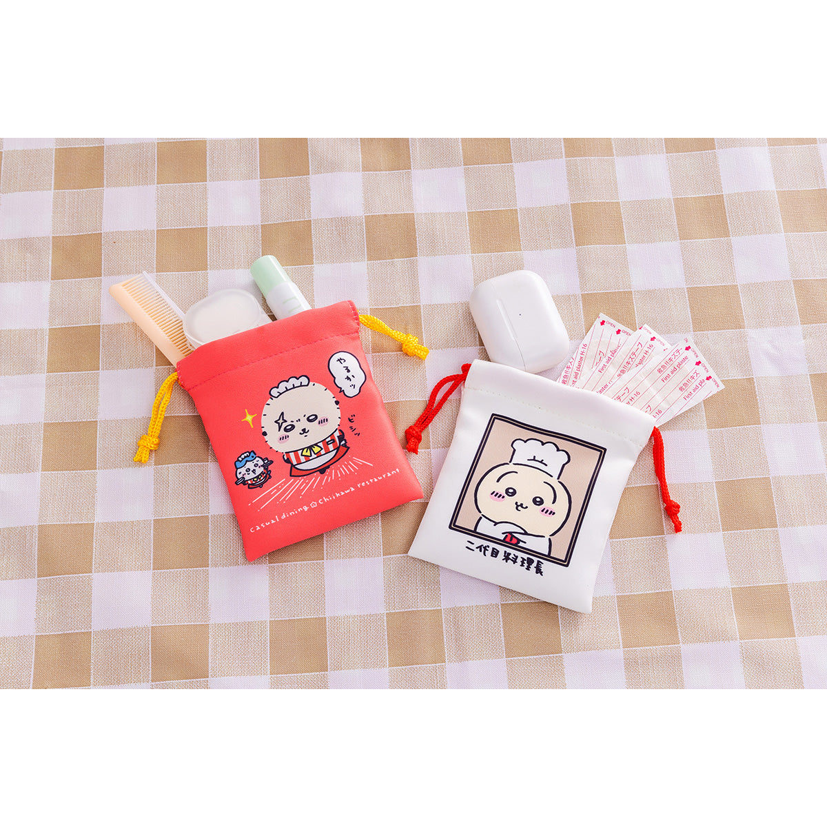 ちいかわ ちいかわレストラン 2個セットミニ巾着（やるかッ）