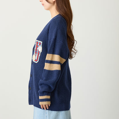Chiikawa Knit Cardigan College (Hachiware & Usagi) Navy