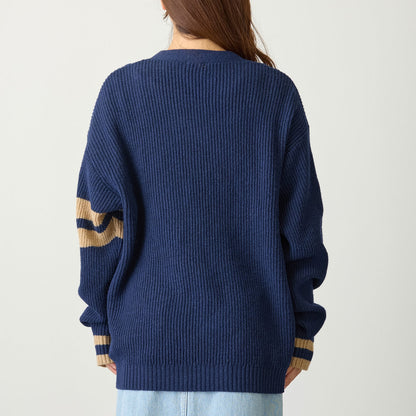 Chiikawa Knit Cardigan College (Hachiware & Usagi) Navy