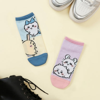 Chiikawa Crew Socks Chiikawa and Momonga Pink