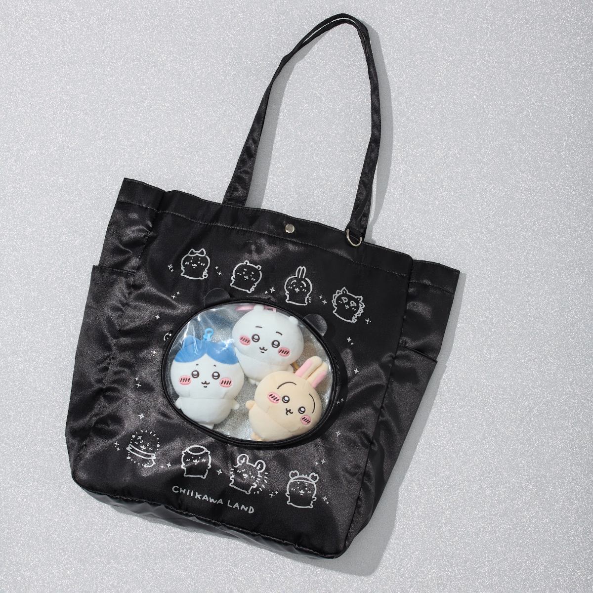 ちいかわ ちいかわらんど トートバッグ ちいかわおかおポケット ブラック