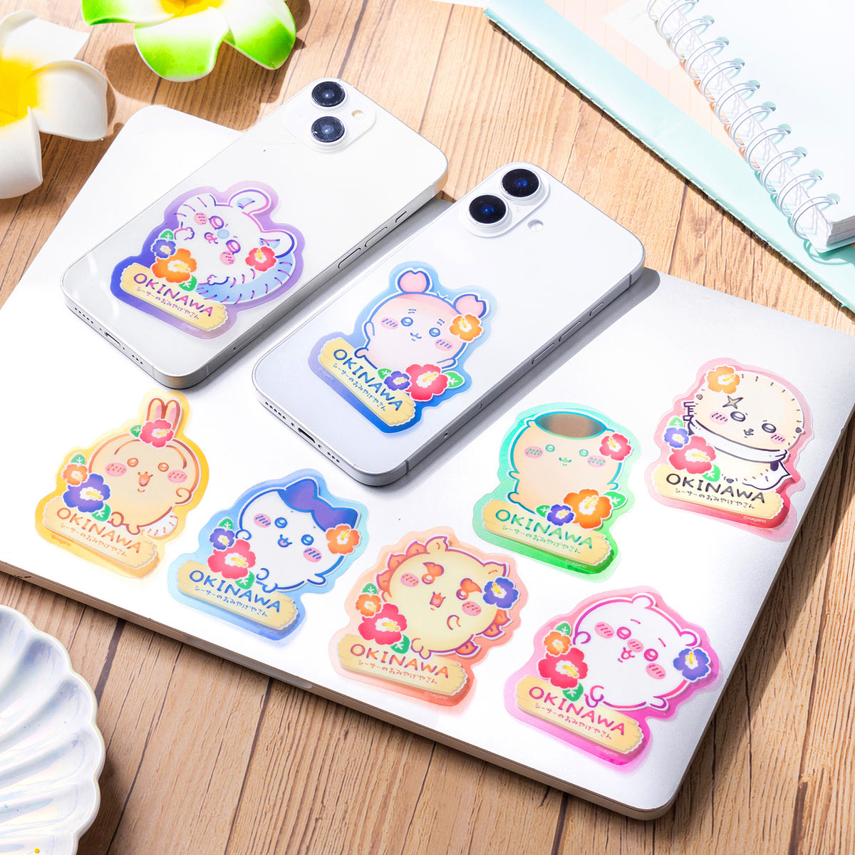 ちいかわ シーサーのおみやげやさん スマホに貼れるサイズのクリアステッカー（くりまんじゅう）