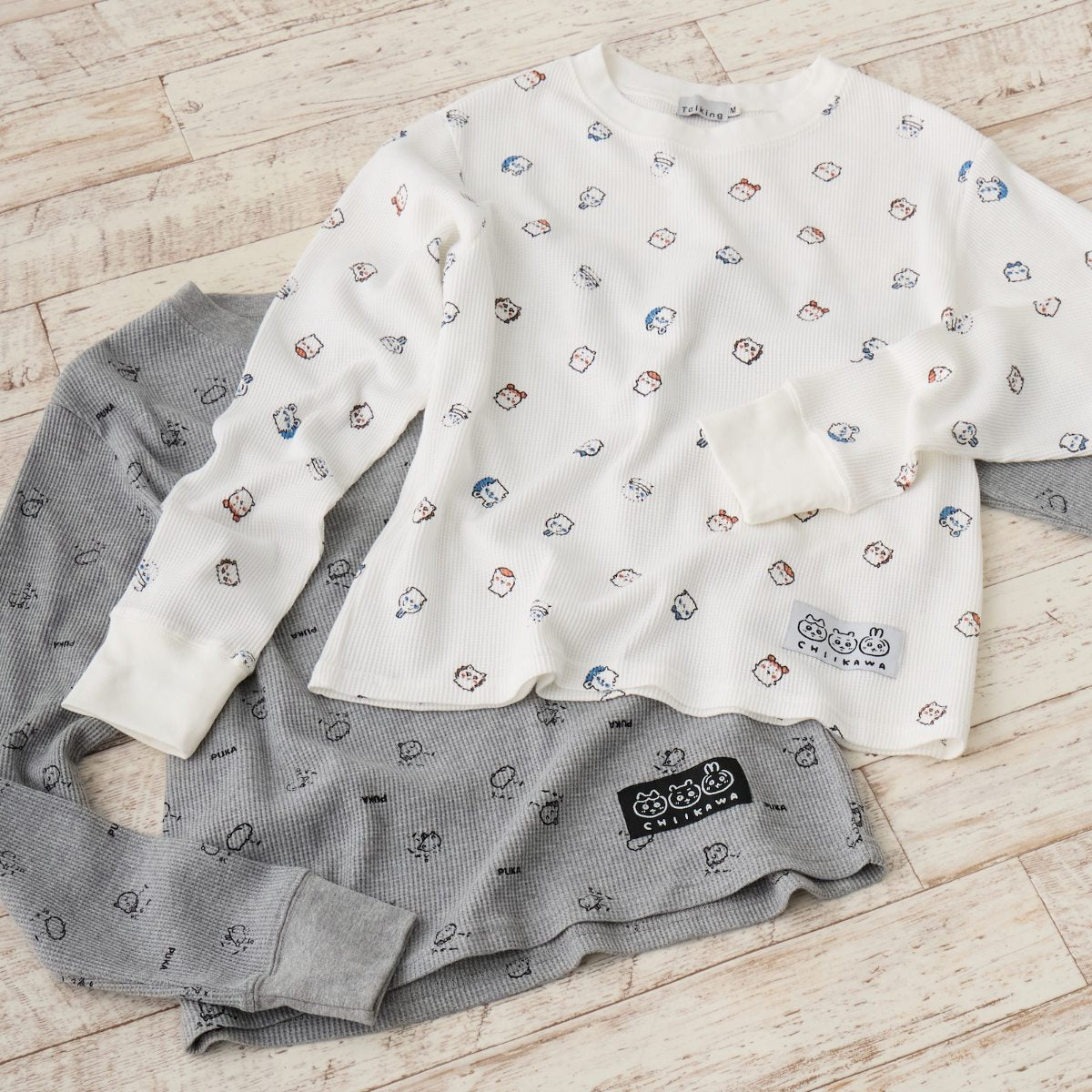ちいかわ ワッフル長袖Tシャツ プカー グレー