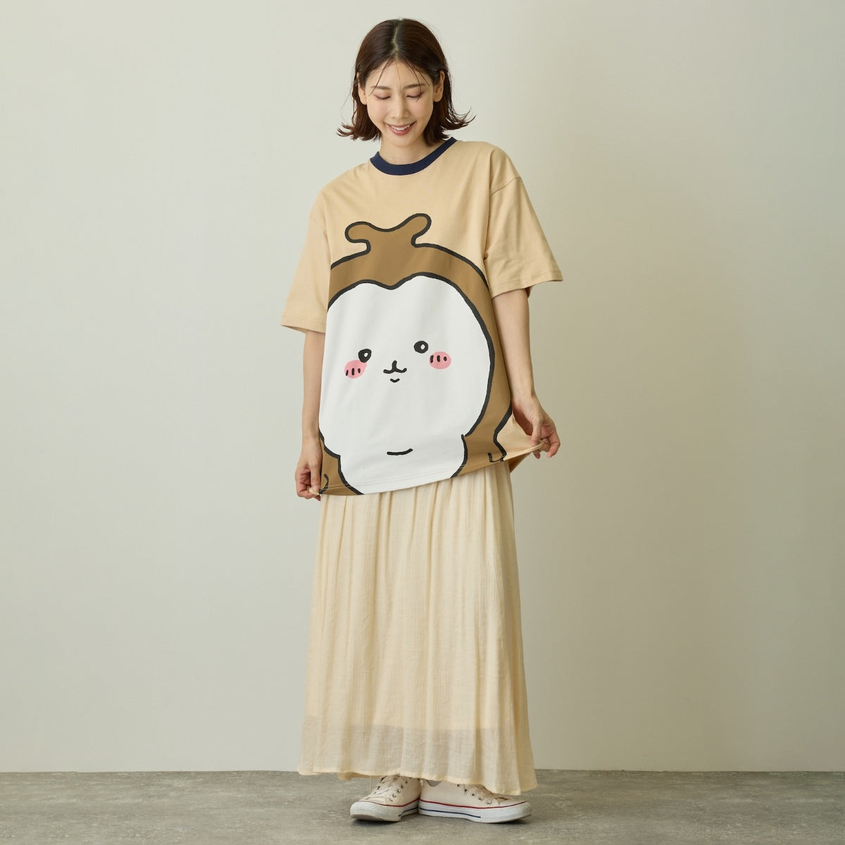 ちいかわ ちいかわパーク Tシャツ ビッグキャラクター カブトムシ チャコール
