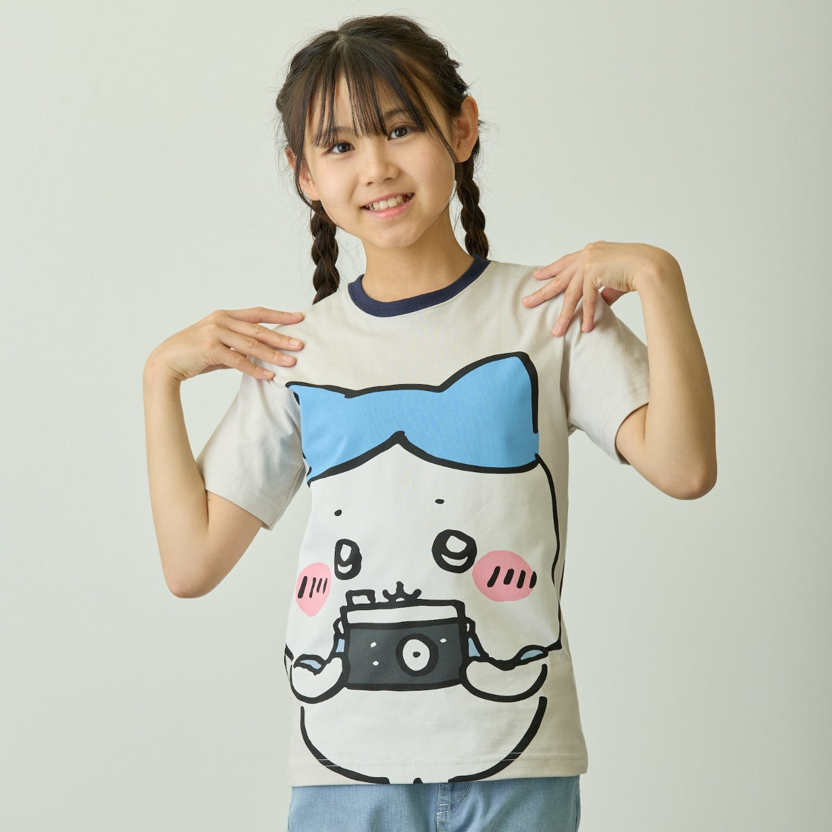ちいかわ ちいかわパーク キッズTシャツ ビッグキャラクター ハチワレ グレー