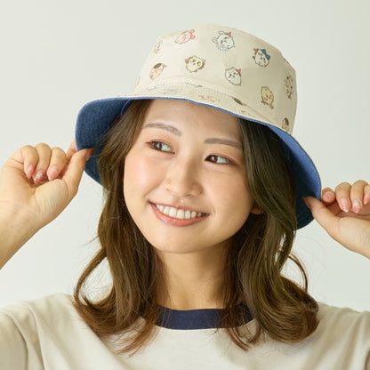 ちいかわ ちいかわパーク リバーシブルバケットハット みんな ライトブルー