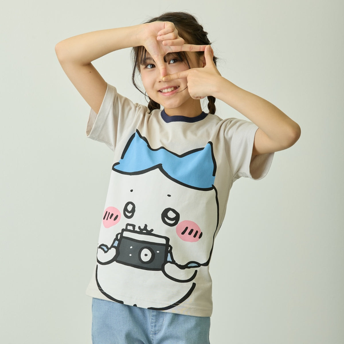 ちいかわ ちいかわパーク キッズTシャツ ビッグキャラクター ハチワレ グレー