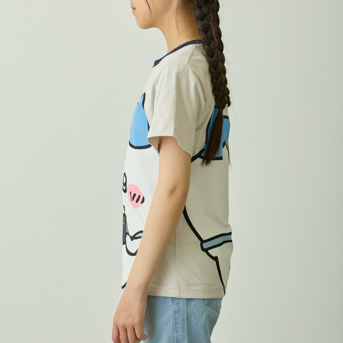 ちいかわ ちいかわパーク キッズTシャツ ビッグキャラクター ハチワレ グレー