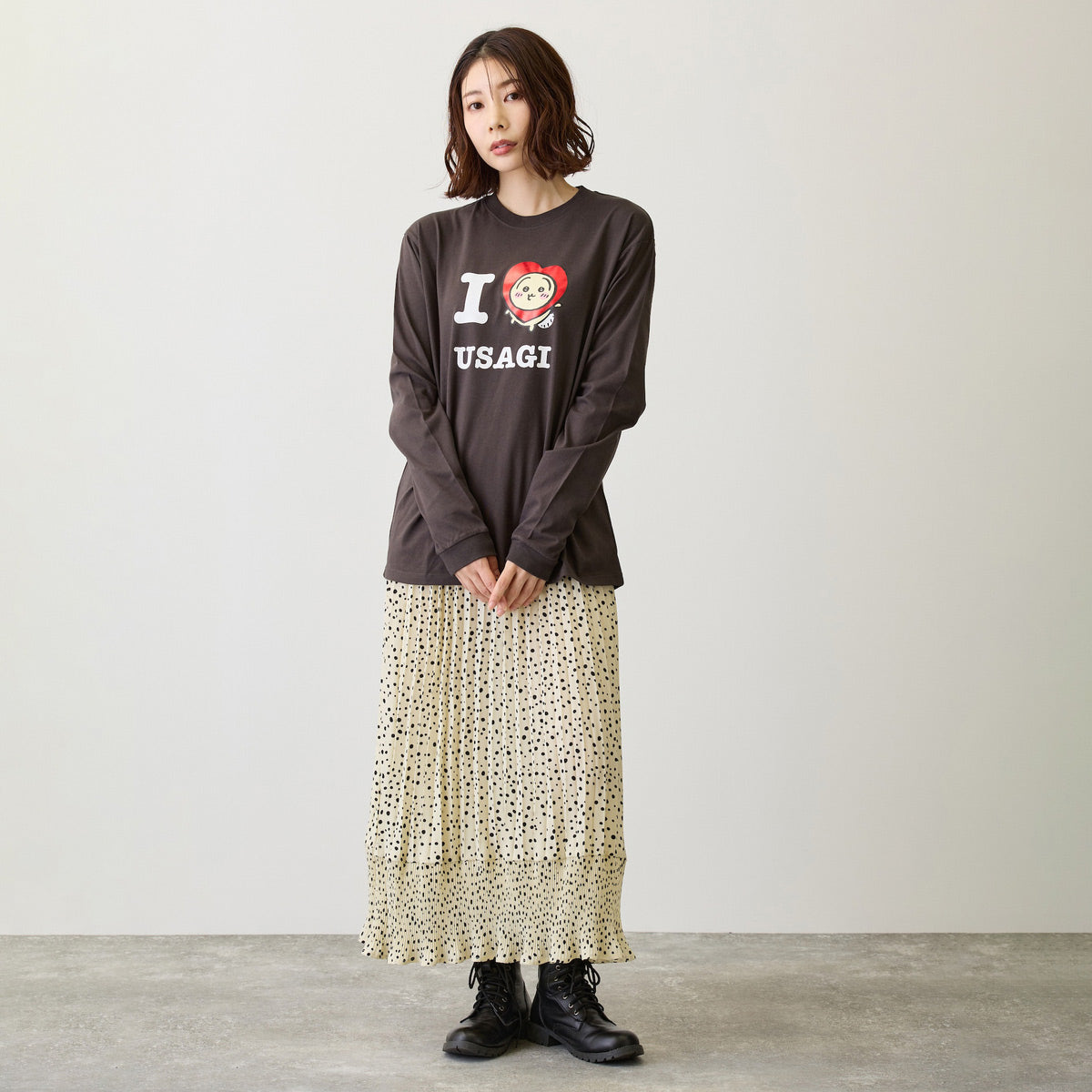 ちいかわ 長袖Tシャツ I LOVE USAGI スミ