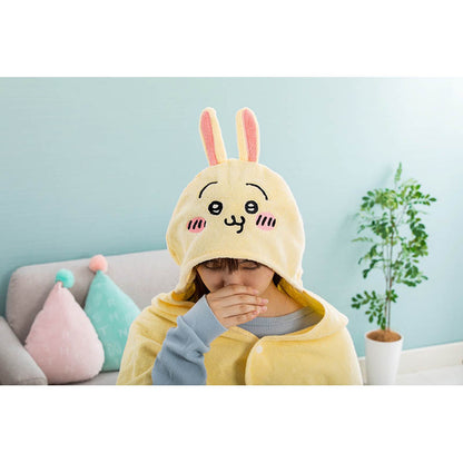치이카와 후드가 있는 바스 타올 (우사기)