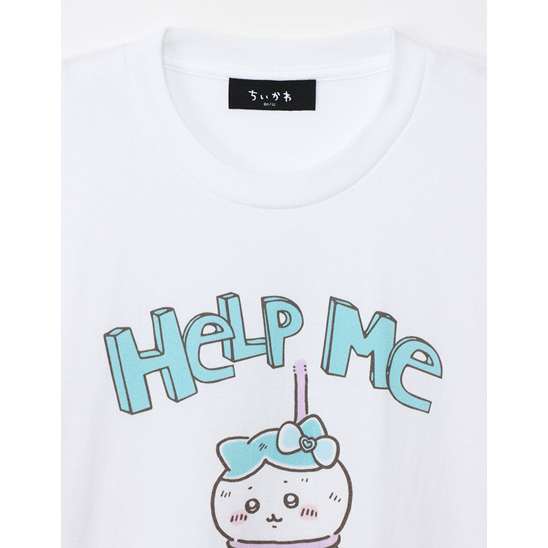 매지컬 치이카와 빅티셔츠 하치와레 HELP ME 화이트