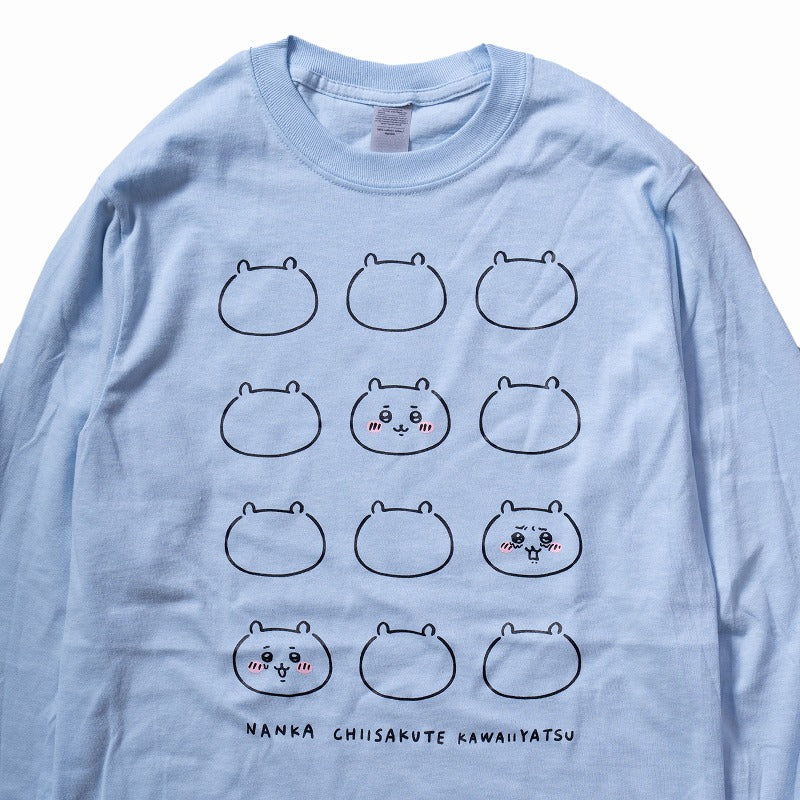 ちいかわ FACE L/S Tシャツ ライトブルー