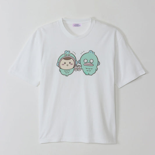 Chiikawa × Sanrio Characters Big T-Shirt Kurimanju × Hangyodon White