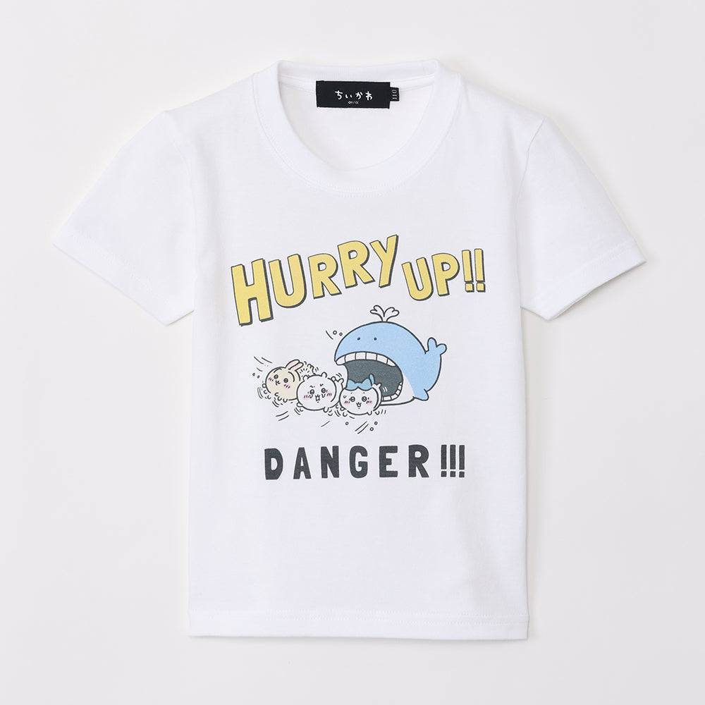 ちいかわ水族館 キッズTシャツ ハリーアップ ホワイト（カメミラー付）