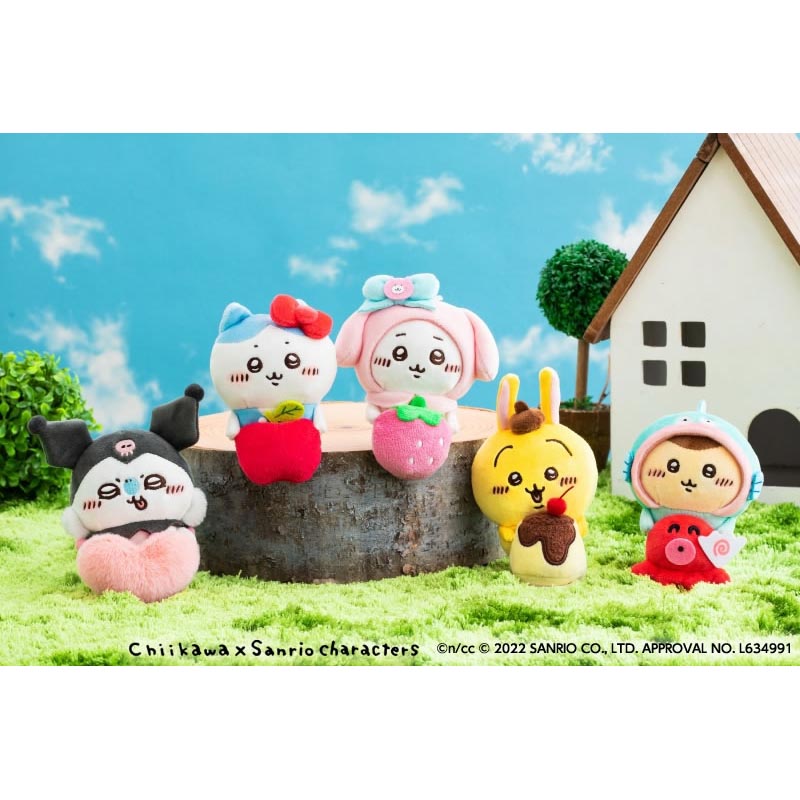 ちいかわ×サンリオキャラクターズ デスクトップから見守るひっかけぬいぐるみ（ハチワレ・ハローキティ）