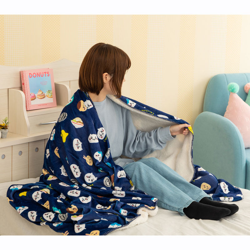 Chiikawa Warm Large Blanket (Navy)
